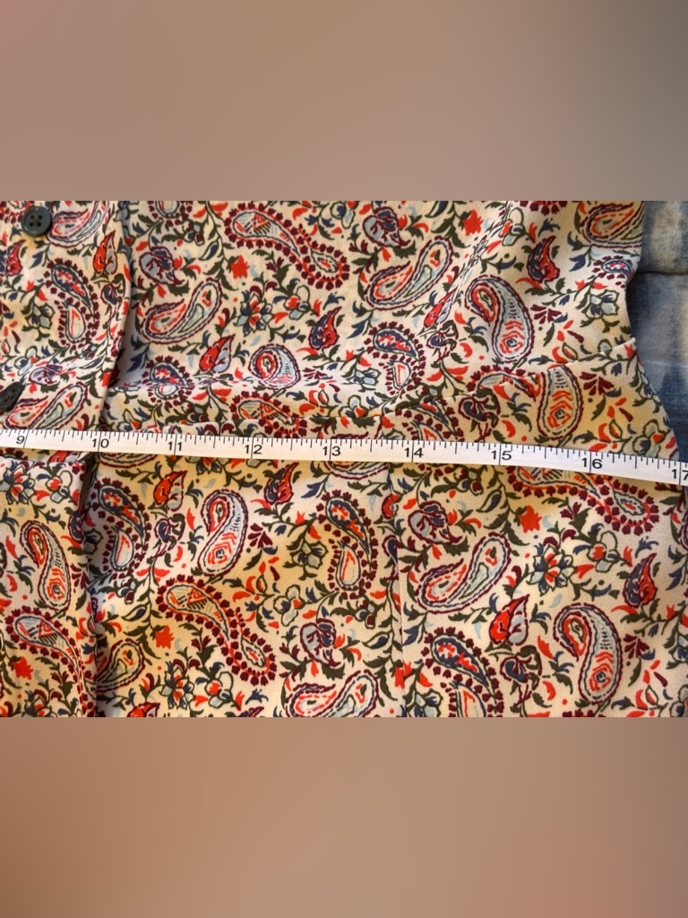 GAP Paisley Button-Front Long Sleeve Dress in Cream, Red & Navy Women’s Large - Picture 6 of 9